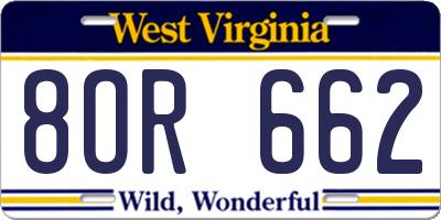 WV license plate 8OR662