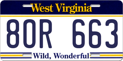 WV license plate 8OR663