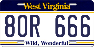 WV license plate 8OR666
