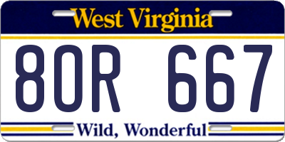 WV license plate 8OR667