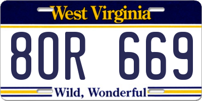 WV license plate 8OR669