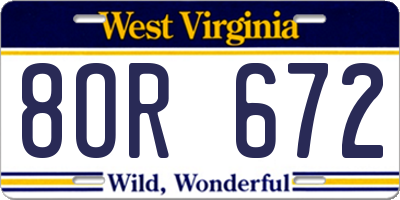 WV license plate 8OR672