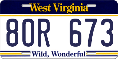 WV license plate 8OR673