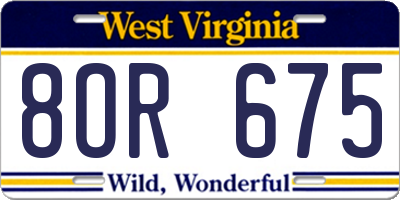 WV license plate 8OR675