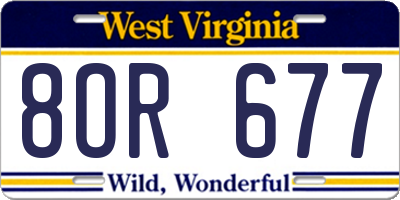 WV license plate 8OR677