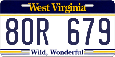 WV license plate 8OR679