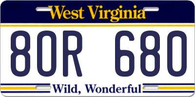 WV license plate 8OR680