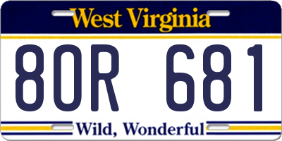 WV license plate 8OR681