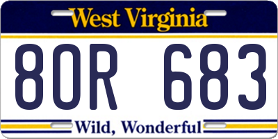 WV license plate 8OR683