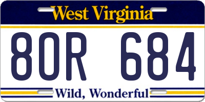 WV license plate 8OR684