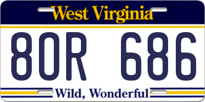 WV license plate 8OR686