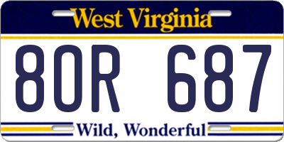 WV license plate 8OR687