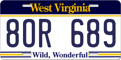 WV license plate 8OR689