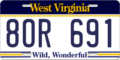 WV license plate 8OR691