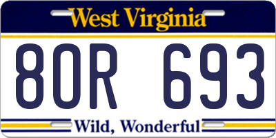 WV license plate 8OR693