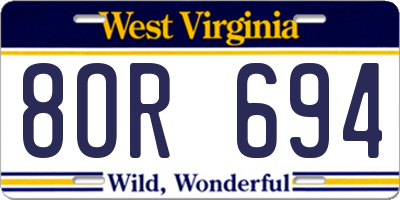 WV license plate 8OR694