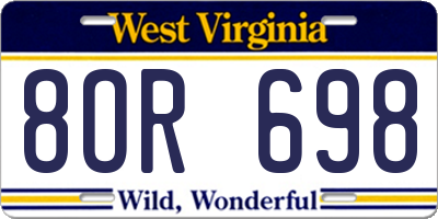 WV license plate 8OR698