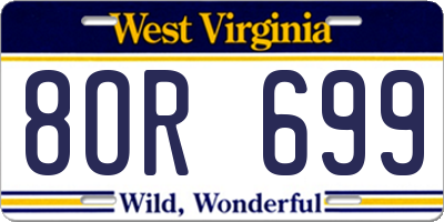 WV license plate 8OR699