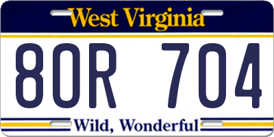 WV license plate 8OR704