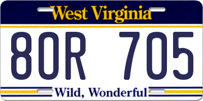 WV license plate 8OR705