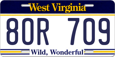 WV license plate 8OR709