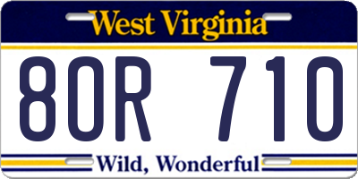 WV license plate 8OR710