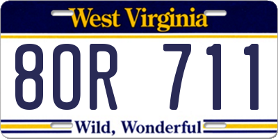 WV license plate 8OR711