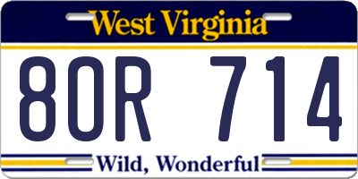 WV license plate 8OR714