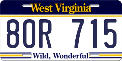 WV license plate 8OR715