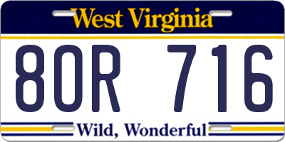 WV license plate 8OR716