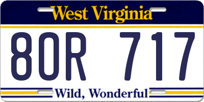 WV license plate 8OR717