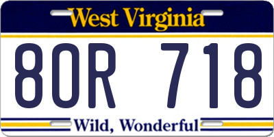 WV license plate 8OR718