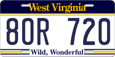 WV license plate 8OR720