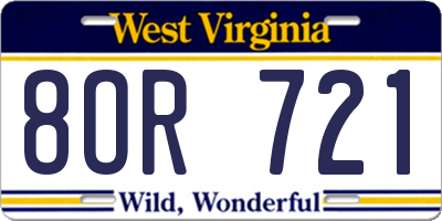 WV license plate 8OR721