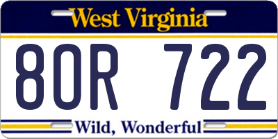 WV license plate 8OR722