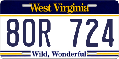 WV license plate 8OR724