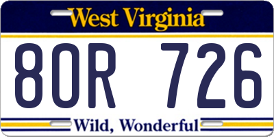WV license plate 8OR726