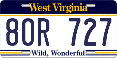 WV license plate 8OR727