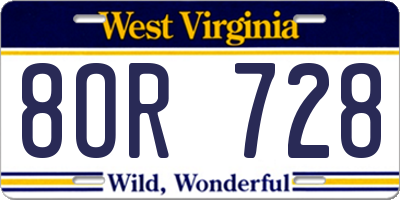 WV license plate 8OR728
