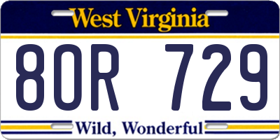 WV license plate 8OR729