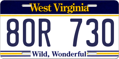WV license plate 8OR730
