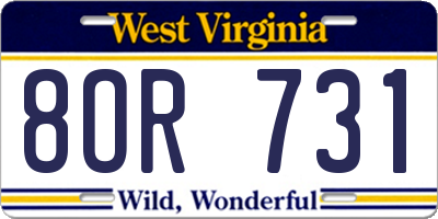 WV license plate 8OR731