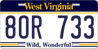 WV license plate 8OR733
