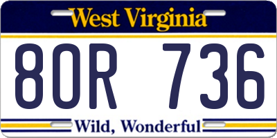 WV license plate 8OR736