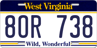 WV license plate 8OR738