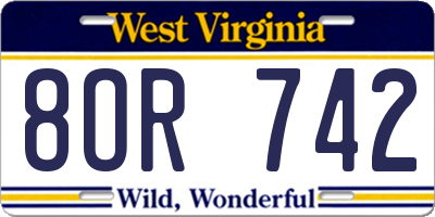 WV license plate 8OR742