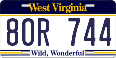 WV license plate 8OR744