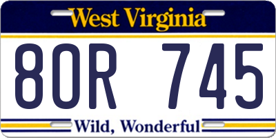 WV license plate 8OR745