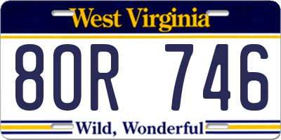 WV license plate 8OR746