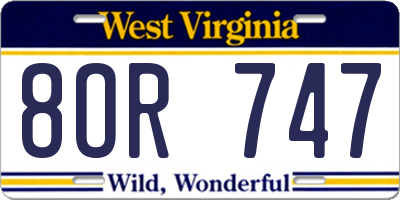 WV license plate 8OR747